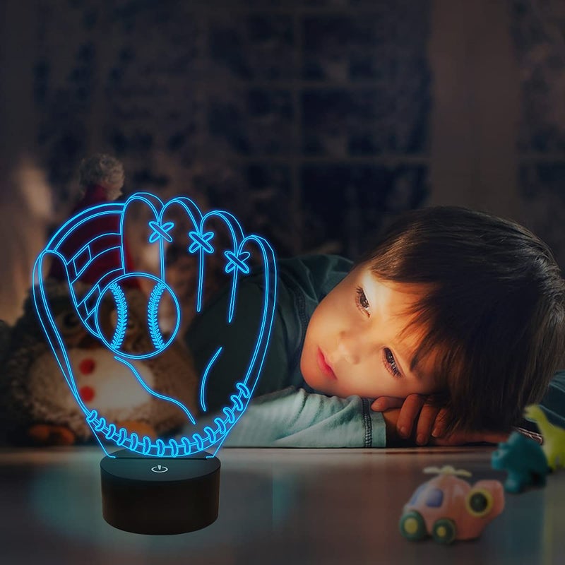 FULLOSUN Baseball Gifts for Kids, 3D Glove Night Lights Illusion Bedside Lamp 16 Colors Changing with Remote Control for Boy Christmas Thanksgiving Xmas - Image 5